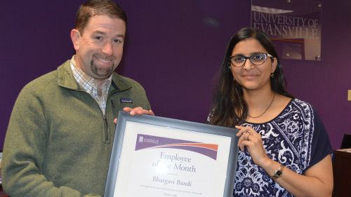 Bhargavi Bandi receiving award.