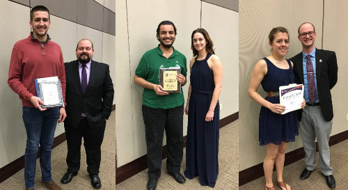 Engineering students holding awards.