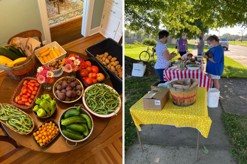 Farmers Market produce and tables